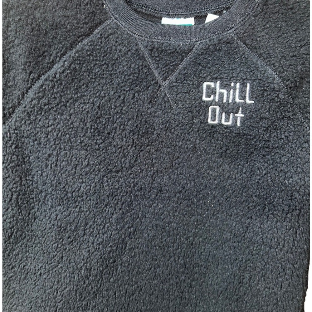Black Sherpa Fleece Chill Out‎ Graphic Sweatshirt Crewneck Pullover 3T
